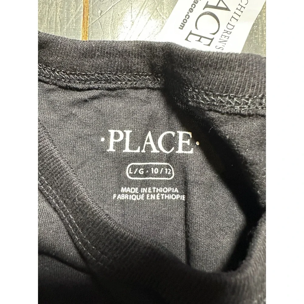 The Childrens Place Boys Black Short Sleeve Cotton Crewneck T-Shirt Size